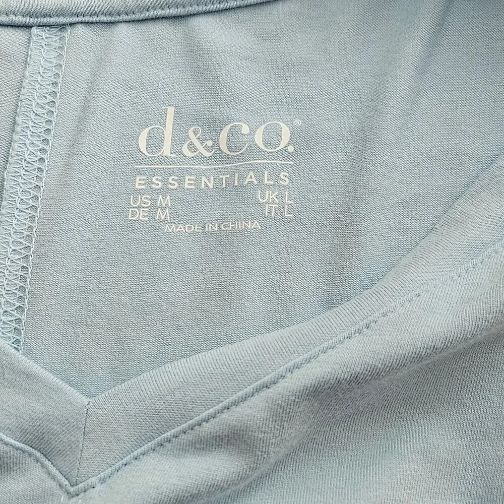Denim & Co. Essentials Elbow Sleeve Top w/ Seaming Detail Sz M Baby Blue - Picture 4 of 8